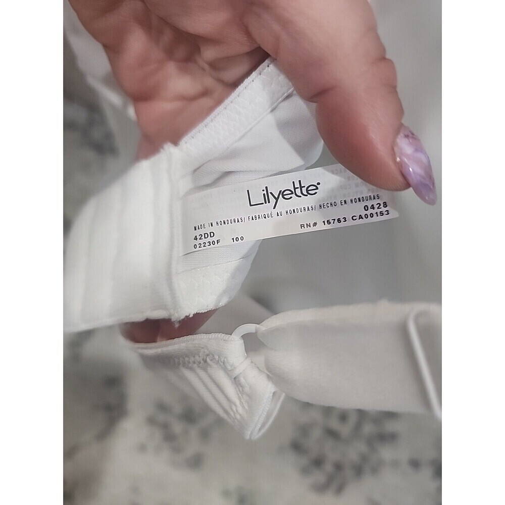 NEW Lilyette by Bali 42DD Full Coverage Minimizer Underwire Lace Bra WHITE - Picture 5 of 5